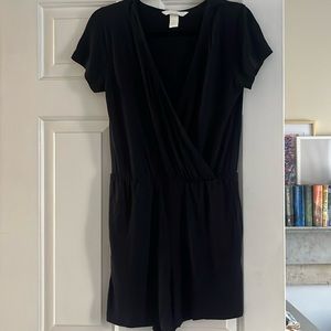 H&M Basics - Deep V Black Romper - Size S